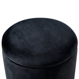 Wyld And Coco Velvetnest Storage Pouffe Black Velvet - Round Footstool With Hidden Storage And Pine Wood Base, 37 X 40 Cm - thumbnail 5