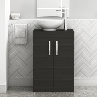 Royal Bathrooms 600mm Hale Black Floor Standing Vanity Unit 2 Door & Countertop Basin - Breeze - image 1