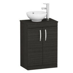 Royal Bathrooms 600mm Hale Black Floor Standing Vanity Unit 2 Door & Countertop Basin - Breeze - thumbnail 4
