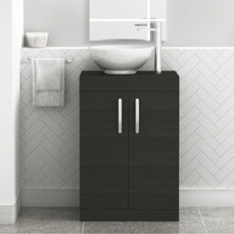 Royal Bathrooms 600mm Hale Black Floor Standing Vanity Unit 2 Door & Countertop Basin - Breeze - thumbnail 1