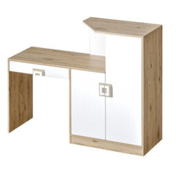 Nico 11 Light Oak And White Desk With Place To Storage Light Oak Handles - thumbnail 2