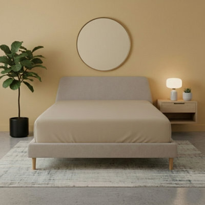 Flannelette Fitted Sheet Soft Brushed Cotton Bedding Warmth Comfort Beige - image 1