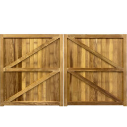 Ruby UK Ruby Iroko Croyde 3/4 1/4 Entrance Gate Pair Ruby Mortise & Tenon Wood Gates 0.9M Wide X 0.9M High Right Hand Hinge - thumbnail 3