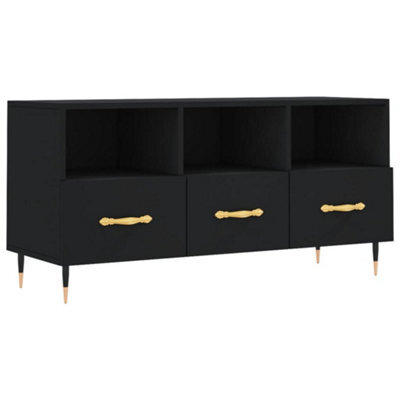Berkfield Sturdy Tv Cabinet Black 102X36X50 Cm Engineered Wood - image 1