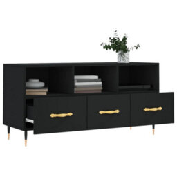 Berkfield Sturdy Tv Cabinet Black 102X36X50 Cm Engineered Wood - thumbnail 4