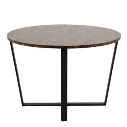 Wyld Haus Stovring Round Dining Table, Brown Marble-Effect Resin Top, Black Hairpin Legs, 1100mm - thumbnail 4