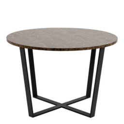 Wyld Haus Stovring Round Dining Table, Brown Marble-Effect Resin Top, Black Hairpin Legs, 1100mm - thumbnail 3