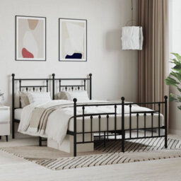 Berkfield Metal Bed Frame With Headboard And Footboard Black 150X200 Cm - thumbnail 1