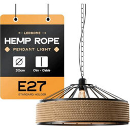 Ledsone Hemp Rope Pendant Light 30Cm With E27 Holder And 1M Cable For Kitchen Island Dining Room Or Living Room - thumbnail 1