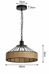 Ledsone Hemp Rope Pendant Light 30Cm With E27 Holder And 1M Cable For Kitchen Island Dining Room Or Living Room - thumbnail 2