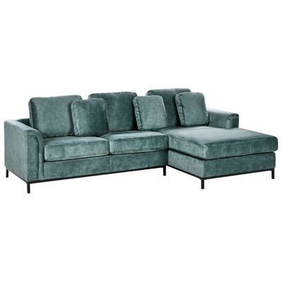 Beliani Corner Sofa 4 Seater Oslo Velvet Teal Left Hand - image 1