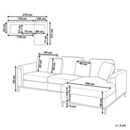 Beliani Corner Sofa 4 Seater Oslo Velvet Teal Left Hand - thumbnail 3