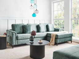 Beliani Corner Sofa 4 Seater Oslo Velvet Teal Left Hand - thumbnail 2