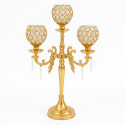 Sandra Chaircovers Crystal Goblet Collection, 85Cm X 50Cm, 5 Arm Crystal Goblet Candelabra, Single, Silver Or Gold, Metal And Crystal - thumbnail 3