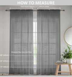 "Enhanced Living Sheer Silver Plain Woven Voile Slot Top Curtain Panel Pair (57X90"") 145X229M" - thumbnail 4