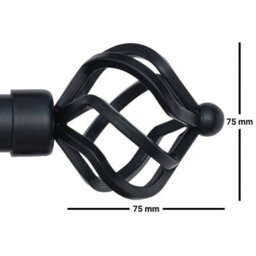 A.unique Home Twisted Metal Extendable Curtain Pole With Rings And Fittings (25/28mm) - Matte Black, 120Cm - 220Cm Approx - thumbnail 5