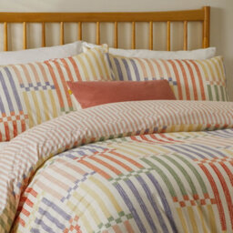 Duvet Day Madison Stripe Printed Soft Touch Duvet Cover Set, Double, Multi/apricot - thumbnail 3