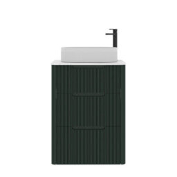 Royal Bathrooms Avenza 600mm Deep Moss Green Floor Standing Countertop Bathroom Vanity Unit 3 Drawer With Lyon Basin - thumbnail 6