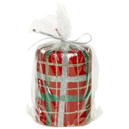 Urbn-Living Red - 40Hr Tartan Glitter Christmas Candle - thumbnail 3
