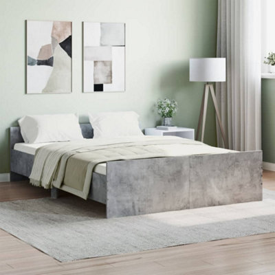 Berkfield Bed Frame With Headboard And Footboard Concrete Grey 140X190 Cm - image 1