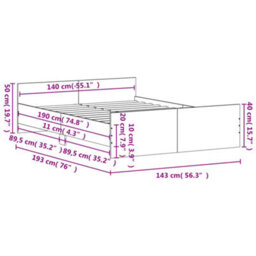 Berkfield Bed Frame With Headboard And Footboard Concrete Grey 140X190 Cm - thumbnail 9