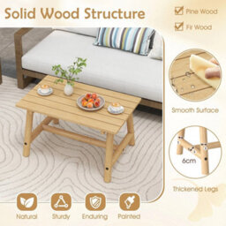 Solid Wood Outdoor Coffee Table For Garden Porch Poolside Natural - thumbnail 3
