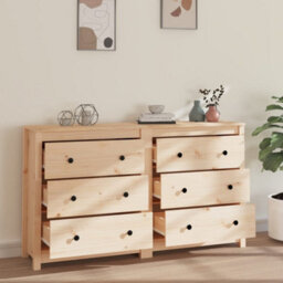 Berkfield Rustic Sideboard 140X35X80 Cm Solid Wood Pine - thumbnail 3