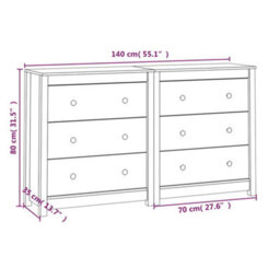 Berkfield Rustic Sideboard 140X35X80 Cm Solid Wood Pine - thumbnail 7