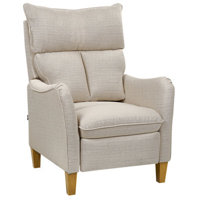 Beliani Recliner Chair Royston With Footrest Fabric Beige - image 1