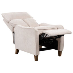 Beliani Recliner Chair Royston With Footrest Fabric Beige - thumbnail 4