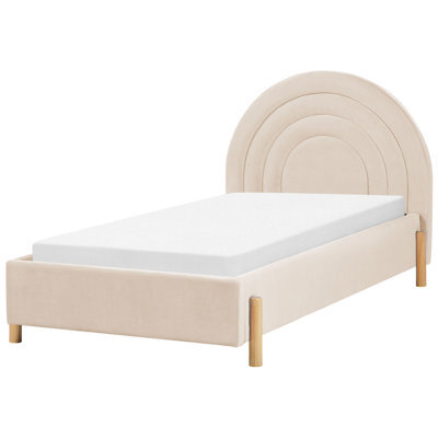 Beliani Kids Bed Velvet Anet 90 X 200 Cm (Eu Single) Beige - image 1