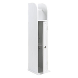 Taylor & Brown Grey Wooden Toilet Paper Holder Cabinet With Shelf, Free Standing Bathroom Tissue Storage, 18X20X79Cm (White) - thumbnail 3