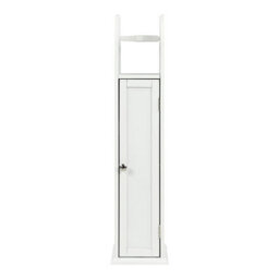 Taylor & Brown Grey Wooden Toilet Paper Holder Cabinet With Shelf, Free Standing Bathroom Tissue Storage, 18X20X79Cm (White) - thumbnail 5