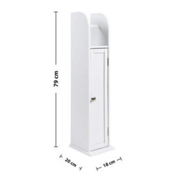 Taylor & Brown Grey Wooden Toilet Paper Holder Cabinet With Shelf, Free Standing Bathroom Tissue Storage, 18X20X79Cm (White) - thumbnail 4