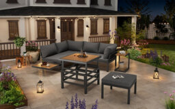 Btm Outdoor Sofa Set, 2 Loveseats And Ottoman, Lift-Top Table, Iron Frame, Cushions, Side Table - thumbnail 5
