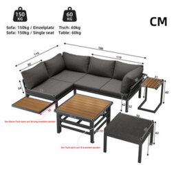 Btm Outdoor Sofa Set, 2 Loveseats And Ottoman, Lift-Top Table, Iron Frame, Cushions, Side Table - thumbnail 9