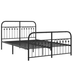 Berkfield Metal Bed Frame Without Mattress With Footboard Black 140X200Cm - thumbnail 3