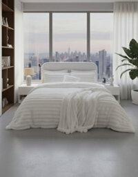 Luxury Teddy Cord Design Bedding Set Ultra Soft Cozy Stylish Comfort White - thumbnail 1