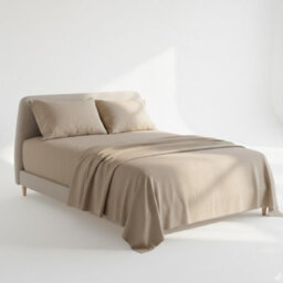 Soft Plain Brushed Cotton Fitted Flat Sheet Matching Pillowcases Set Beige - thumbnail 2