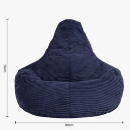 icon Dalton Cord Adults Bean Bag Recliner And Pouffe, Ready Filled Beanbag And Footstool Navy Blue - thumbnail 8