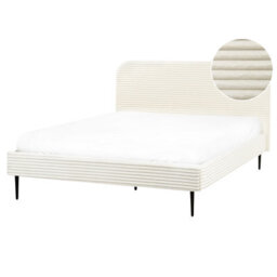 Beliani Bed Corduroy Flayat 160 X 200 Cm (Eu King Size) Off-White - thumbnail 1