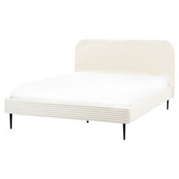 Beliani Bed Corduroy Flayat 160 X 200 Cm (Eu King Size) Off-White - thumbnail 4