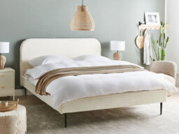 Beliani Bed Corduroy Flayat 160 X 200 Cm (Eu King Size) Off-White - thumbnail 2