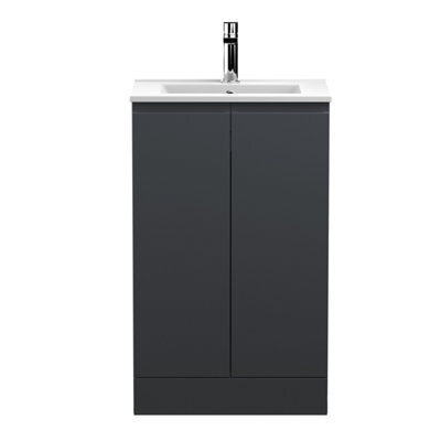 Hudson Reed Urban Soft Black Floor Standing 2 Door Vanity Unit And Ceramic Basin With Silent Close, 828 X 510 X 390 - image 1