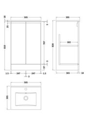 Hudson Reed Urban Soft Black Floor Standing 2 Door Vanity Unit And Ceramic Basin With Silent Close, 828 X 510 X 390 - thumbnail 6