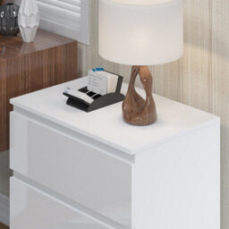 SquareBoxx Keaton Gloss White 3 Drawer Wide Freestanding Chest Of Drawers (40 X 77 X 60Cm - D X H X W) - thumbnail 2