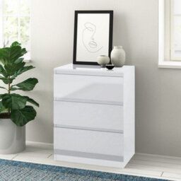 SquareBoxx Keaton Gloss White 3 Drawer Wide Freestanding Chest Of Drawers (40 X 77 X 60Cm - D X H X W) - thumbnail 5
