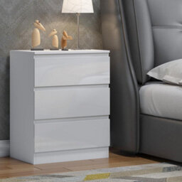 SquareBoxx Keaton Gloss White 3 Drawer Wide Freestanding Chest Of Drawers (40 X 77 X 60Cm - D X H X W)