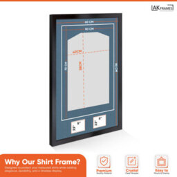 "AK Frames 90X60Cm Matte Black Football Shirt Frame With Pompadour Mount - 58X40Cm Shirt Window Plus Two 5X3.5"" Photo Apertures" - thumbnail 3