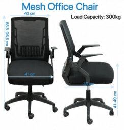 Alivio Ergonomic Mesh Office Chair With 90 Degree Flip-Up Armrests (Black) - thumbnail 9